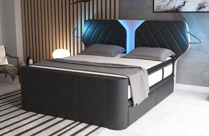 Luxus Boxspringbett Nizza in schwarz-weiÃŸ
