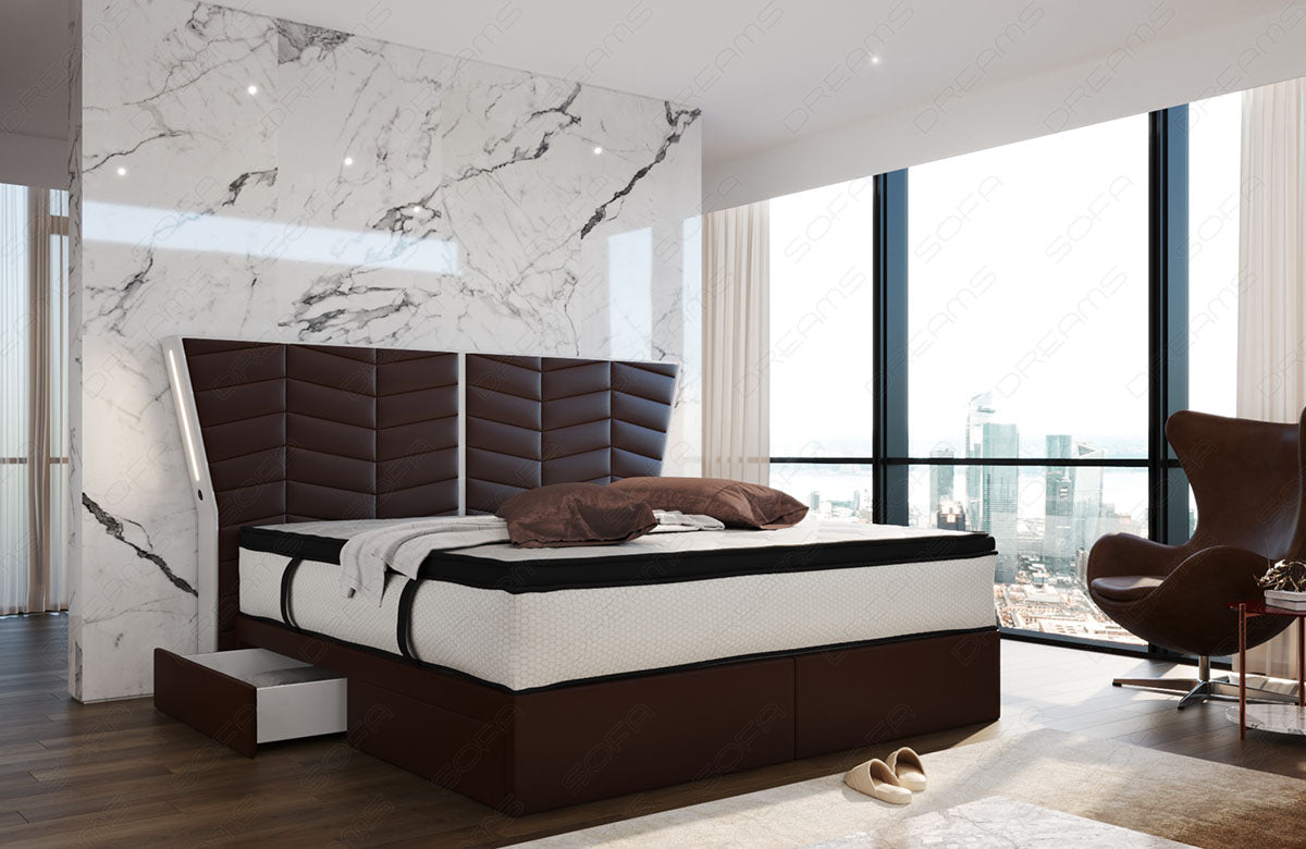 Box Spring Bed Novara Leather