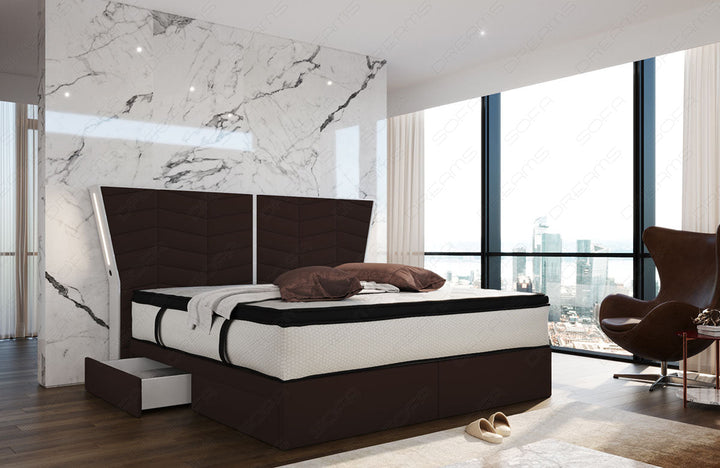 Polster Boxspringbett Novara in mokka - Mineva18 Mikrofaserstoff