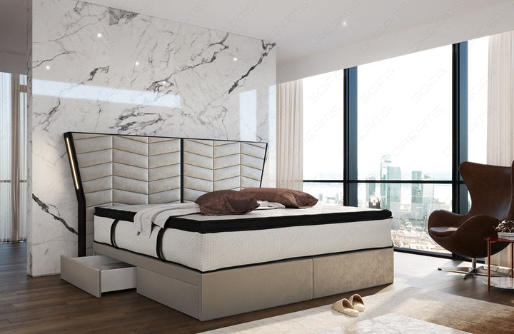 Polster Boxspringbett Novara in beige - SunVelvet1021 Samtstoff