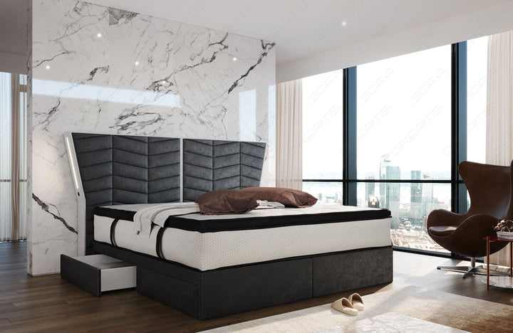 Polster Boxspringbett Novara in dunkelgrau - SunVelvet1030 Samtstoff