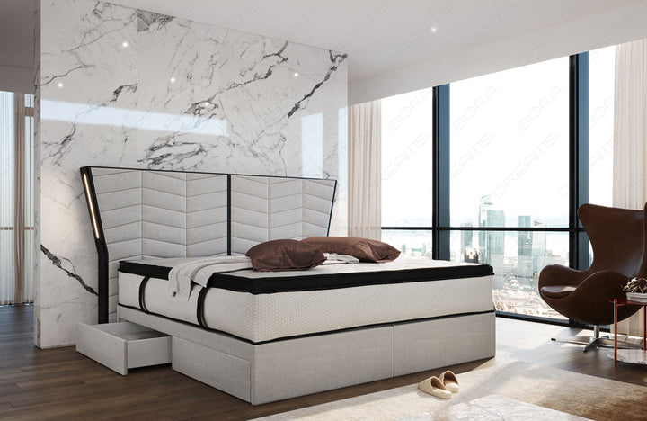Polster Boxspringbett Novara in macchiato - Hugo2 Strukturstoff