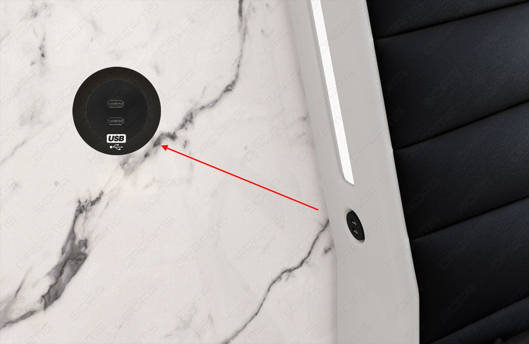 Optional kÃ¶nnen Sie das Kopfteil mit USB-AnschlÃ¼ssen ausstatten