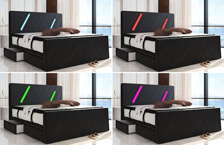 Polster Boxspringbett Toulon mit Farbwechsel LED Beleuchtung - Detailbild