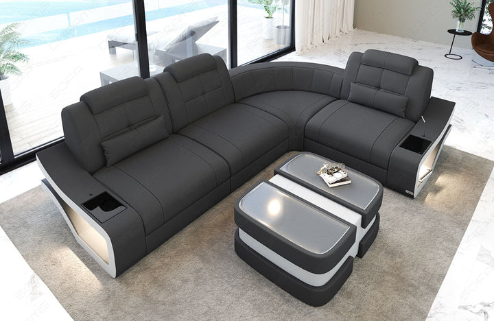 Polster Ecksofa Elena L Form in grau - Mineva15 - Nebenfarbe weiÃŸ