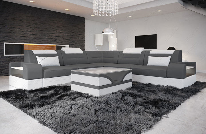 Polster Ecksofa Trivento L Form in grau - Mineva15 - Akzentfarbe weiÃŸ