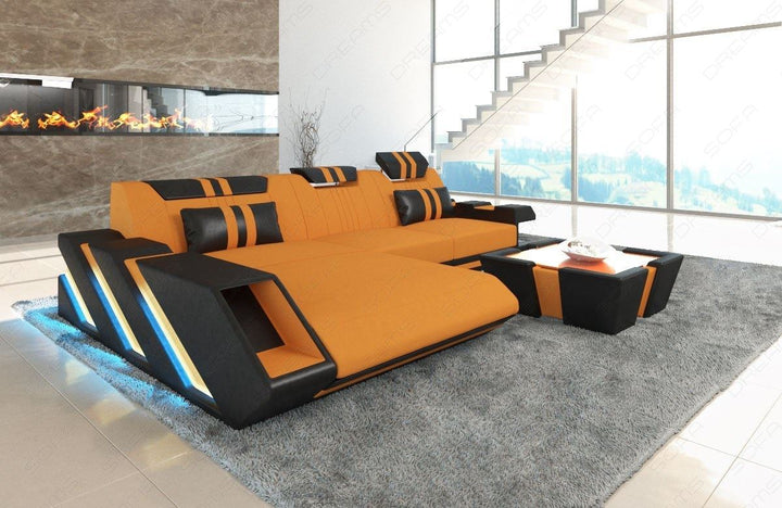 Polstersofa Apollonia L Form Mikrofaser Stoff in apricot - Mineva16
