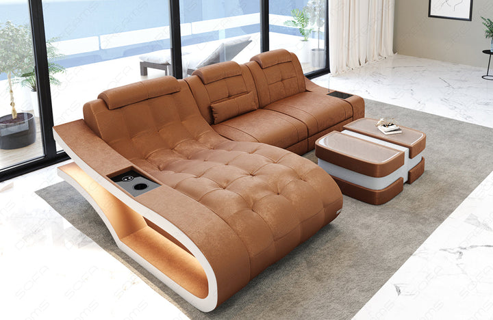 Design Ecksofa Elegante L Form mit SunVelvet Stoffbezug in hellbraun - SunVelvet1011