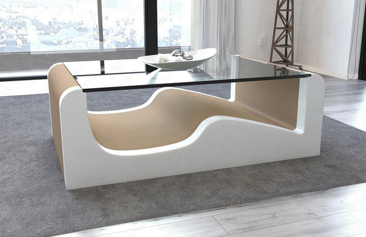 Stoff Couchtisch Wave in cappuccino - Mineva6 Mikrofaser Stoff