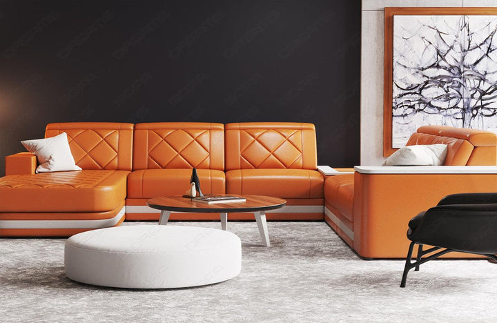 Mega XXL Sofa Cesena in orange-weiÃŸ