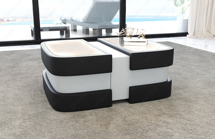 Leder Couchtisch Elegante in schwarz-weiss