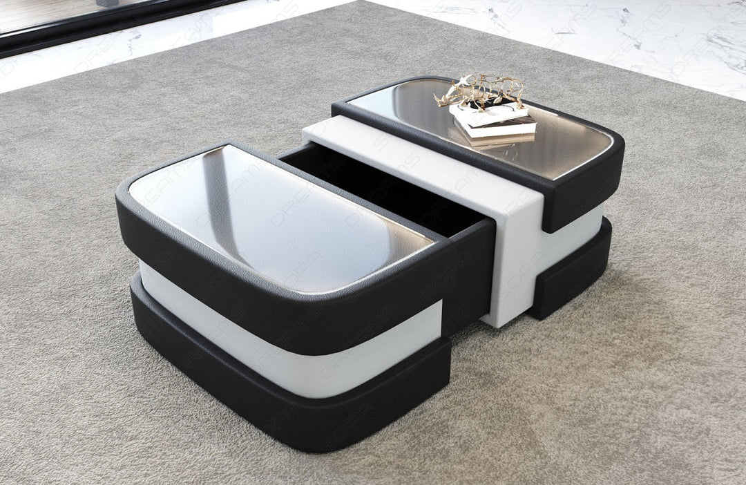 Leder Couchtisch Elegante in schwarz-weiss