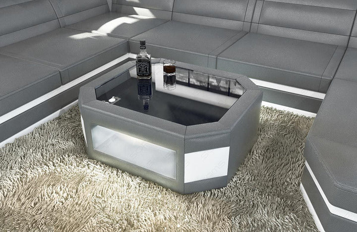 Designer Couchtisch Prato in grau -  weiss