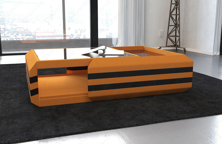 Polsterstoff Couchtisch Ravenna in orange - Mineva16 - optional mit LED-Beleuchtung erhÃ¤ltlich