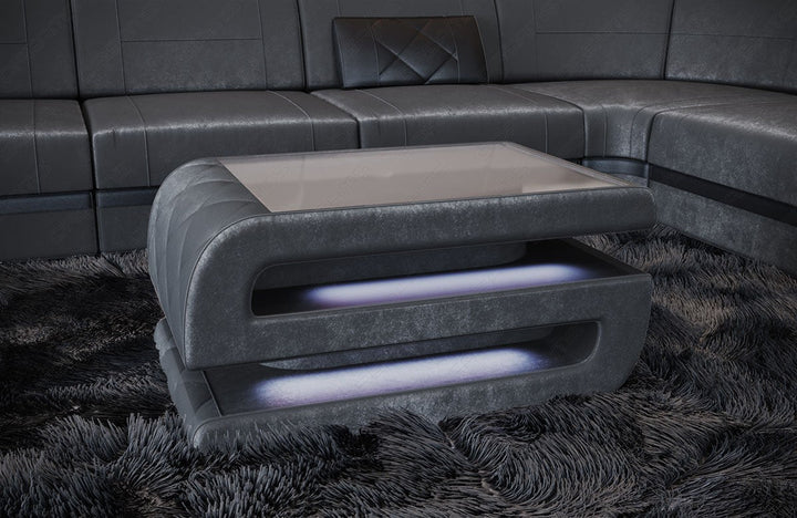 Samtstoff Couchtisch Bologna in silbergrau - SunVelvet1014