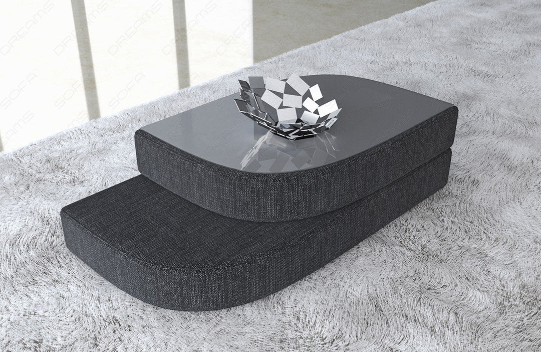 Couchtisch Bari Stoff in schwarzgrau - Hugo12