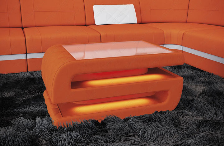Mikrofaser Stoff Couchtisch Bologna in orange - Mineva11