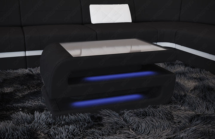 Mikrofaser Stoff Couchtisch Bologna in schwarz - Mineva14