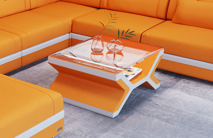 Polster Couchtisch Napoli in apricot - Mineva16 Mikrofaser Stoff