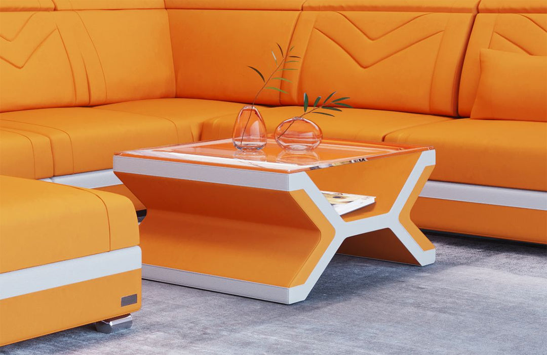 Stoff Couchtisch Napoli in apricot - Mineva16 Mikrofaser Stoff