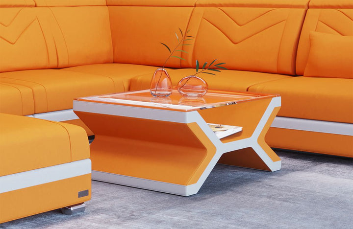 Stoff Couchtisch Napoli in apricot - Mineva16 Mikrofaser Stoff