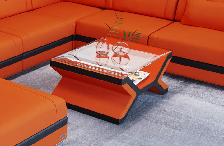 Couchtisch Napoli Stoff in orange - Mineva11 Mikrofaser Stoff