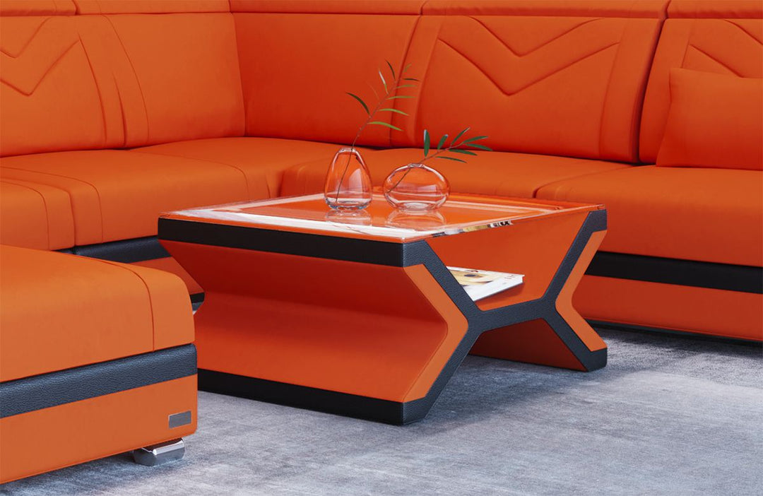 Couchtisch Stoff Napoli in orange - Mineva11 Mikrofaser Stoff