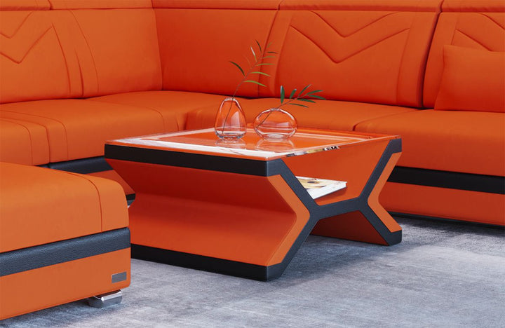 Couchtisch Stoff Napoli in orange - Mineva11 Mikrofaser Stoff