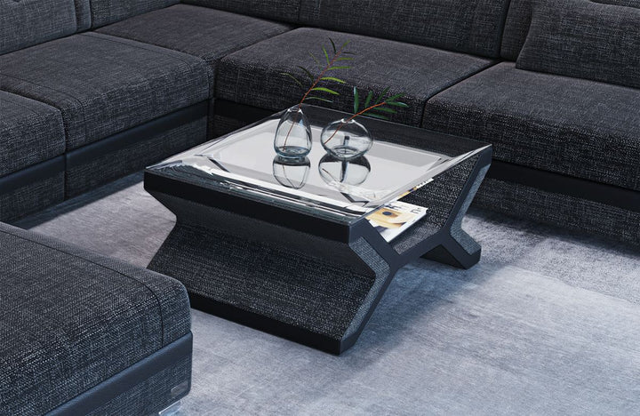 Couchtisch Napoli Stoff in schwarz-grau - Hugo12 Strukturstoff