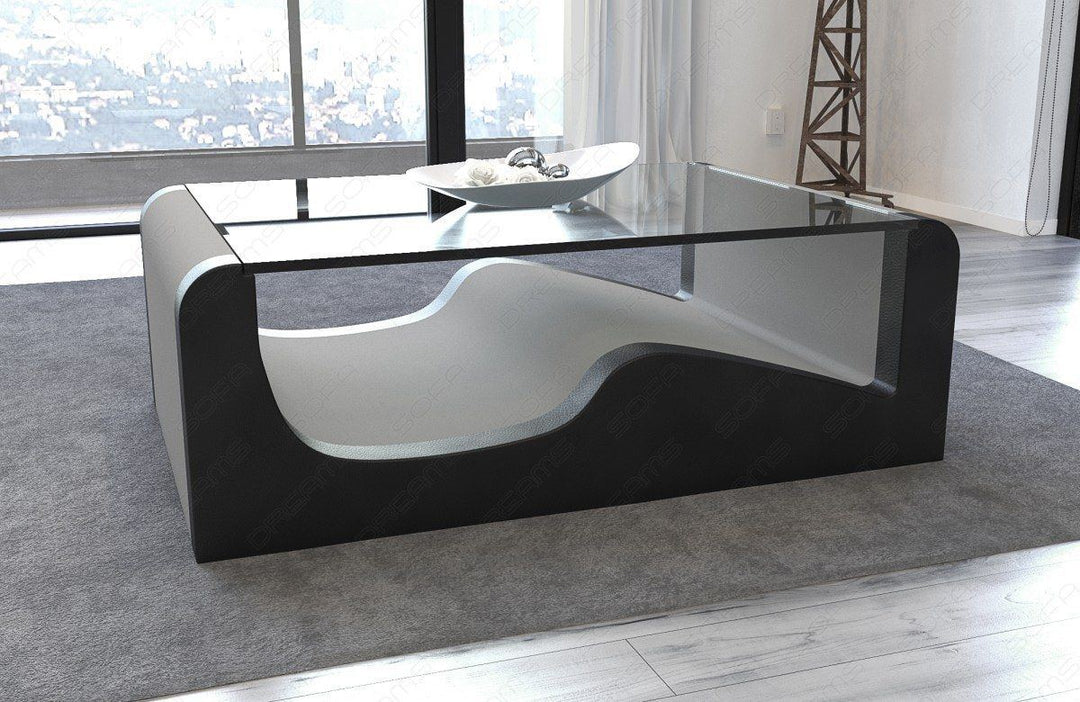 Design Stoff Couchtisch Wave hellgrau - Mineva12 Mikrofaser Stoff