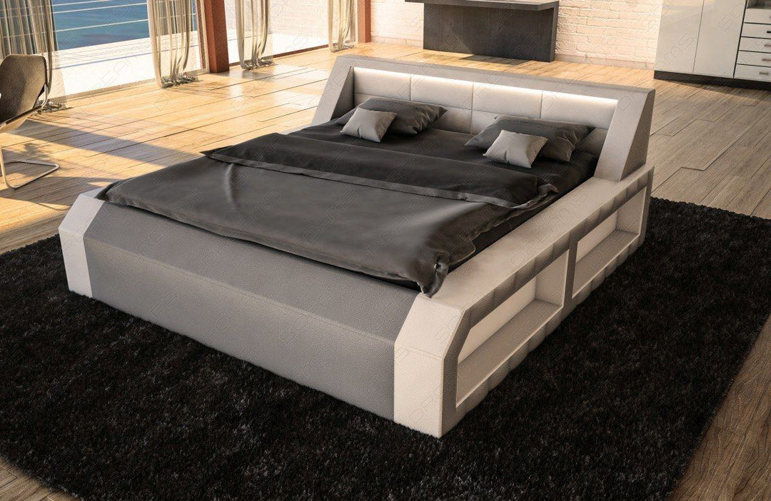 Design Bett Matera weiss-grau