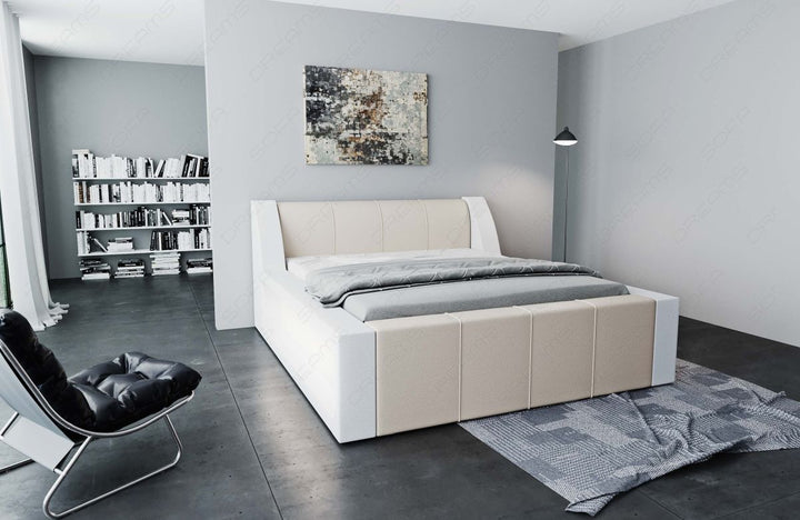 Modernes Design Boxspringbett Fermo in beige-weiÃŸ