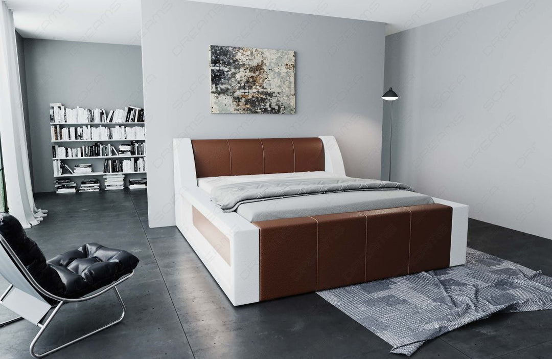 Modernes Wasserbett Fermo mit Kunstleder Bezug als Komplett-Set in dunkelbraun-weiÃŸ