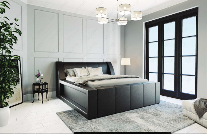 Modernes Wasserbett Fermo mit Kunstleder Bezug als Komplett-Set in komplett schwarz