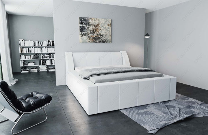 Kunstleder Designer LED Bettgestell Fermo komplett weiÃŸ