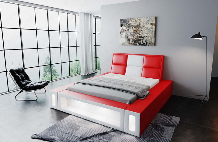 Boxspringbett Venosa mit LED Beleuchtung in rot-weiÃŸ