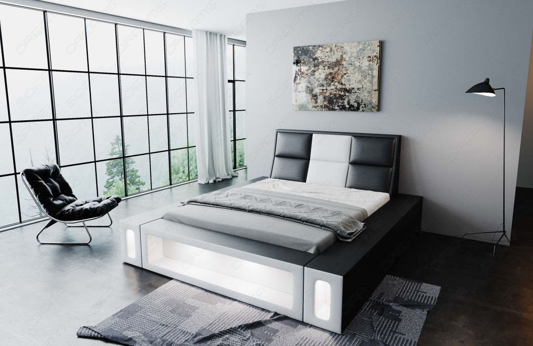 Boxspringbett Venosa mit LED Beleuchtung in schwarz-weiÃŸ