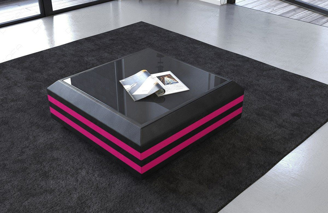 Beistelltisch Couchtisch Ravenna Auszieh-Funktion in schwarz-pink. Optional mit LED Beleuchtung erhÃ¤ltlich.