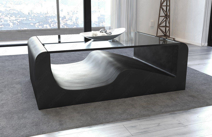 Leder Couchtisch Wave in der Farbe schwarz