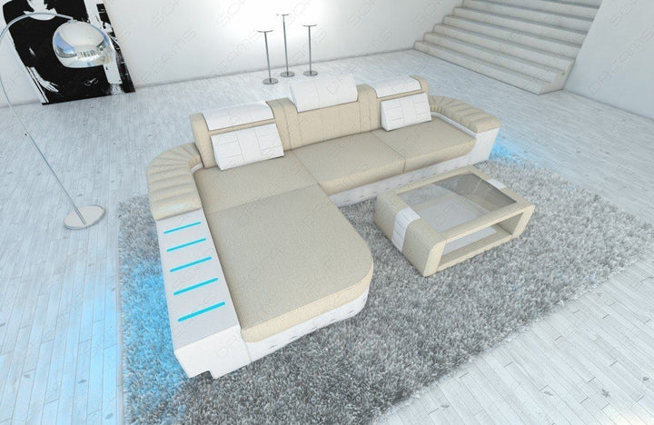Ecksofa Bellagio L Form in  elfenbein - Hugo1 Strukturstoff
