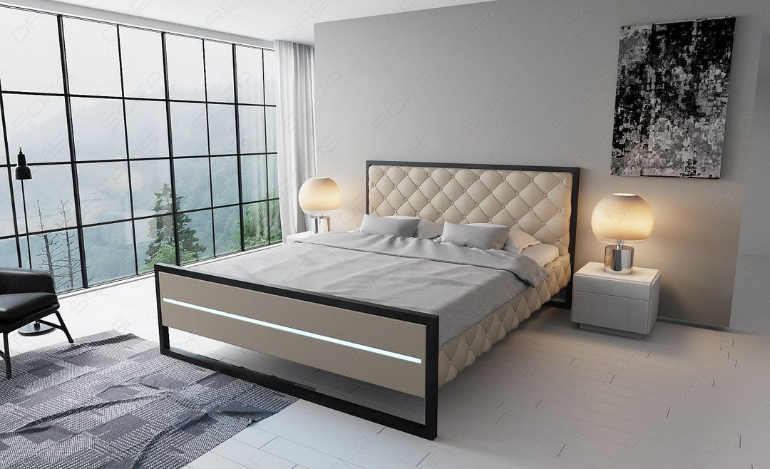 Komplettbett Levanto Leder in sandbeige