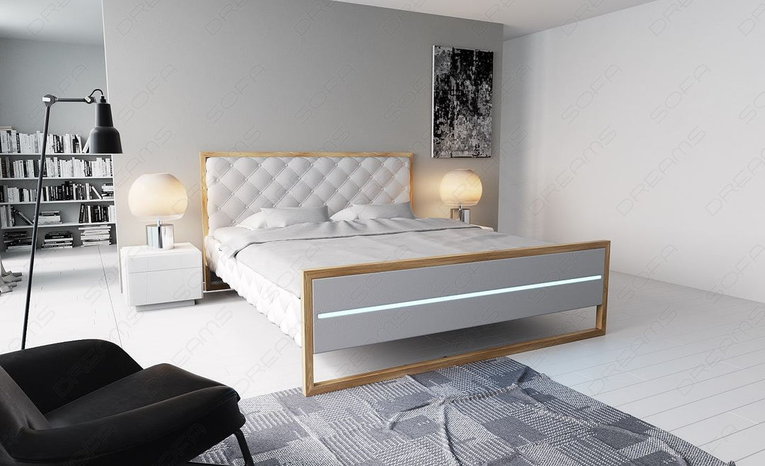 Komplettbett Levanto Leder in weiÃŸ