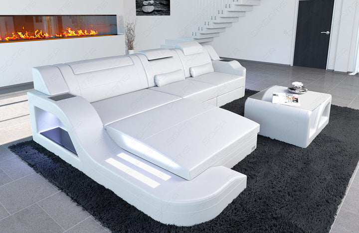 Luxus Ecksofa Palermo L Form in komplett weiss