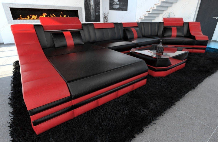Sofa Wohnlandschaft Turino C-Form  in schwarz rot