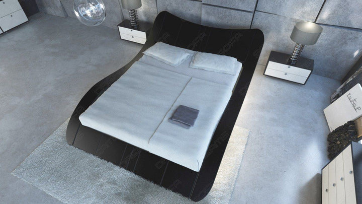 Doppelbett Frankfurt Leder komplett in schwarz