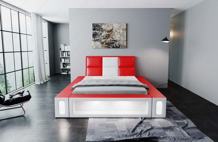 Design Wasserbett Venosa LED Kunstleder in rot-weiÃŸ