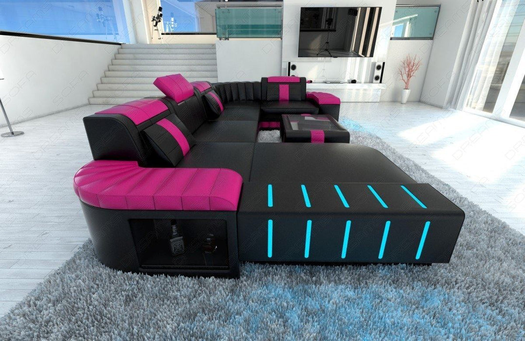 U Form Wohnlandschaft Bellagio U Form in schwarz-pink