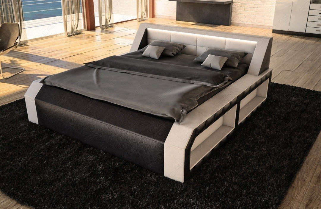 Designerbett Matera weiss-schwarz