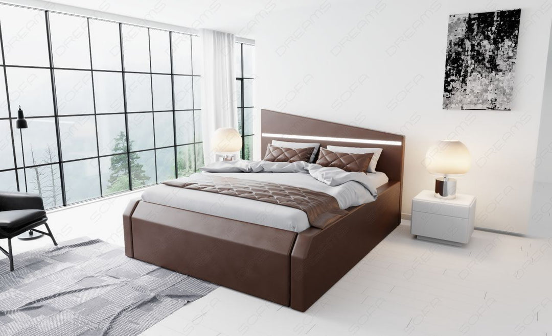 Designerbett Nelassa in braun