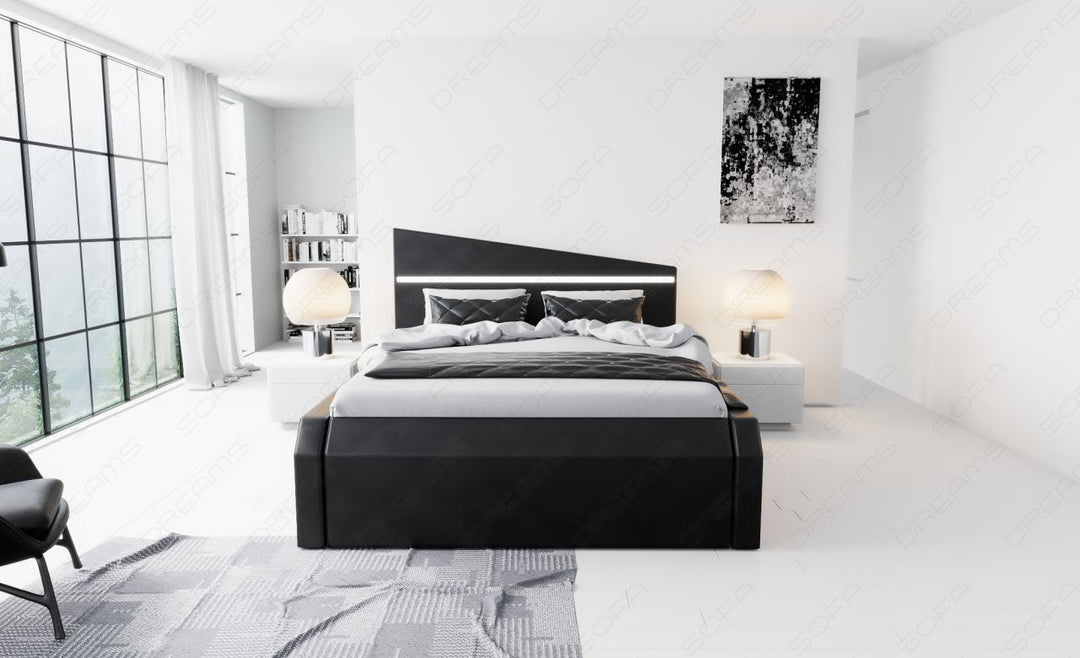 Designerbett Nelassa in schwarz